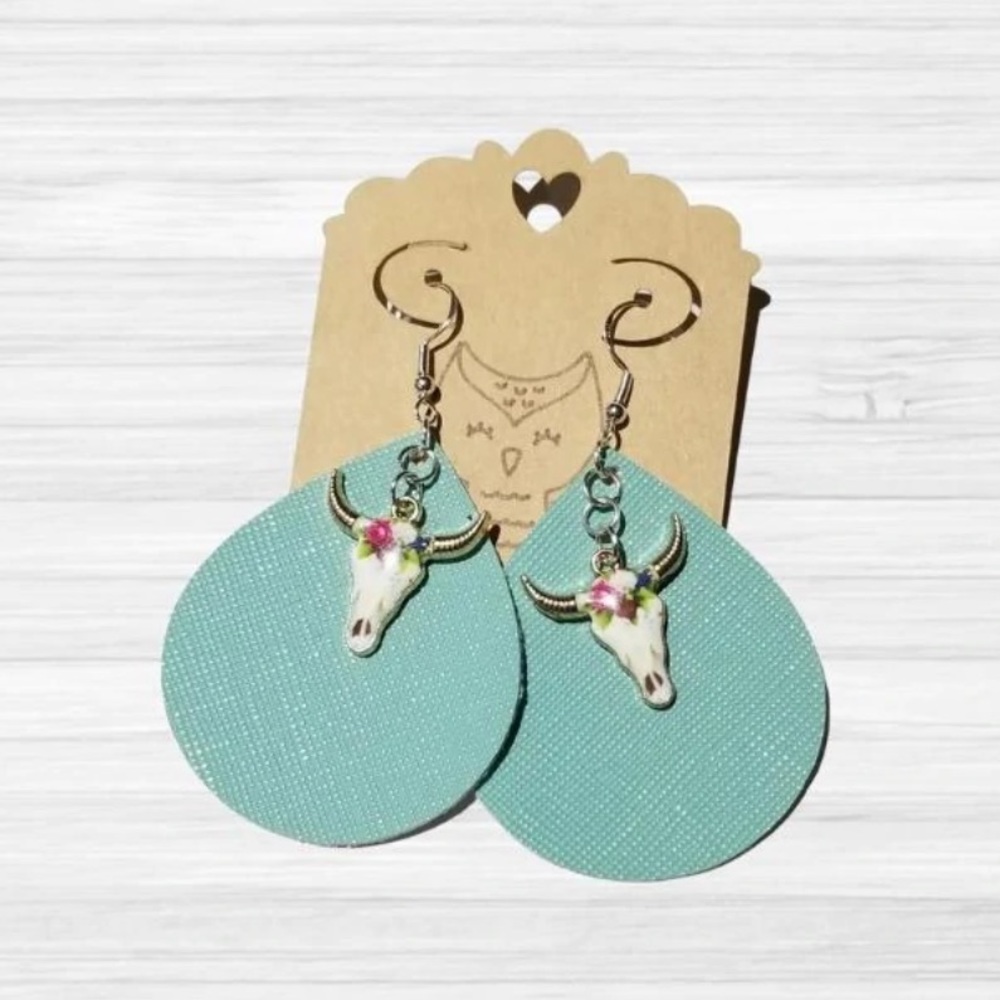 Aqua Longhorn Earrings